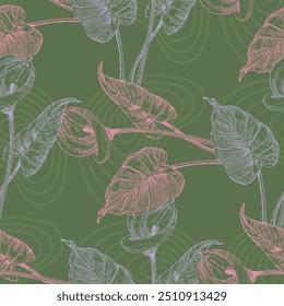 Calla Lily Elegant seamless pattern hand drawn. A contemporary collage with simple shapes. Modern exotic design for paper, cover, fabric, wallpaper, interior. Vector graphics.