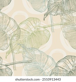 Calla Lily Elegant seamless pattern hand drawn. A contemporary collage with simple shapes. Modern exotic design for paper, cover, fabric, wallpaper, interior. Vector graphics.