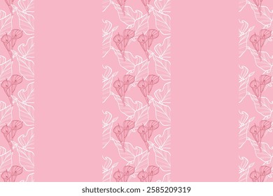 Calla lily flower pattern, seamless line pattern.
