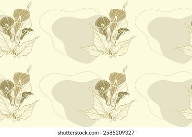 Calla lily flower pattern, seamless line pattern.
