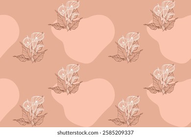 Calla lily flower pattern, seamless line pattern.
