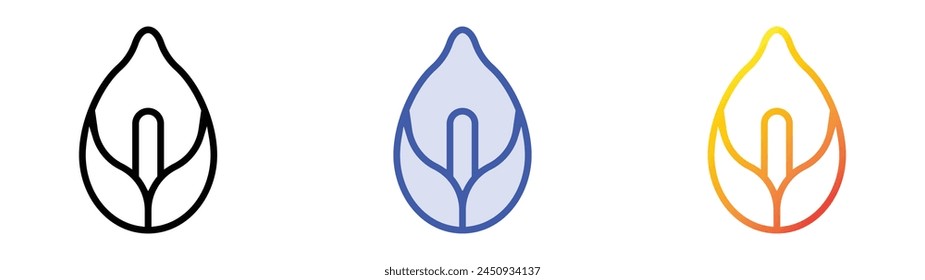 calla lily icon. Linear, Blue Fill and Gradient Style Design Isolated On White Background