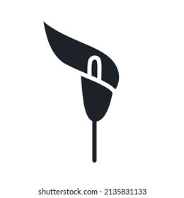 Icono de Calla lily. Flores de casamiento aisladas de silueta vectorial