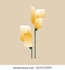 Calla Lily Illustration with Yelow lGradient Style Side by Side Perfect for Wall Decorations, Logo, and Background