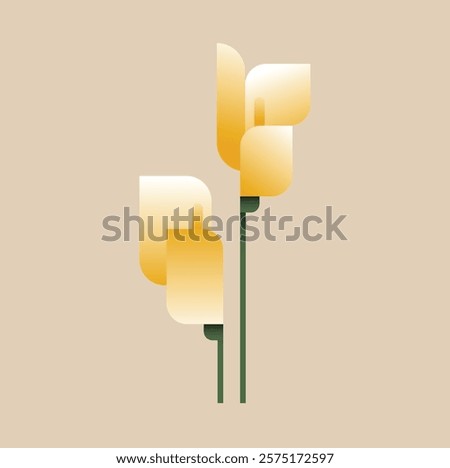 Calla Lily Illustration with Yelow lGradient Style Side by Side Perfect for Wall Decorations, Logo, and Background