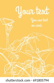 Calla lily line card design. flower line is vector for card. 