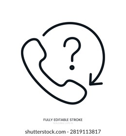 Callback Editable Line Icon. Return Call Symbol. Customer Support Outline Icon. Editable Stroke. Vector illustration.