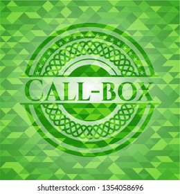 Call-box green emblem with triangle mosaic background