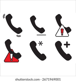 Llamar, conjunto de Vectores de glifo de icono de llamada