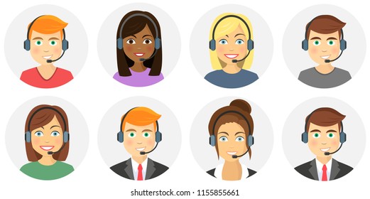 Callcenter Flat Design Icon Set Stock Vector (Royalty Free) 1155855661 ...