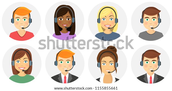 Callcenter Flat Design Icon Set Stock Vector (Royalty Free) 1155855661 ...