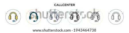 Callcenter icon in filled, thin line, outline and stroke style. Vector illustration of two colored and black callcenter vector icons designs can be used for mobile, ui, web