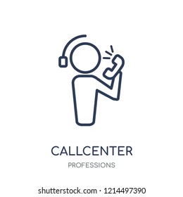 Callcenter icon. Callcenter linear symbol design from Professions collection. Simple outline element vector illustration on white background.