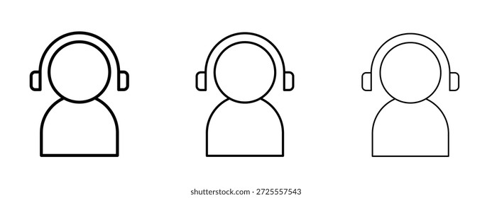 Símbolo delgado de la línea del icono del centro de llamada en el fondo blanco, Ilustración vectorial editable del movimiento