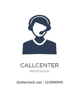 Callcenter icon. Trendy flat vector Callcenter icon on white background from Professions collection, vector illustration can be use for web and mobile, eps10