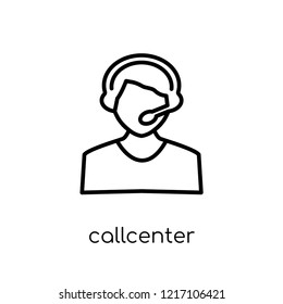 Callcenter icon. Trendy modern flat linear vector Callcenter icon on white background from thin line Professions collection, editable outline stroke vector illustration