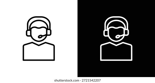 Icono de centro de llamadas en estilo lineal delgado de trazo de moda.