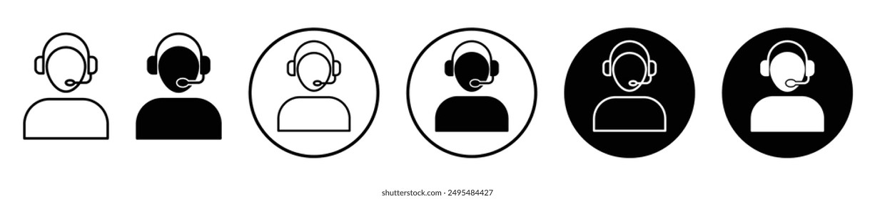 Conjunto de iconos de Vector de línea fina Callcenter.