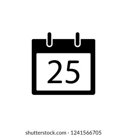Calldar 25 number icon. Simple glyph vector of Christmas, New Year and holidays set for UI and UX, website or mobile application