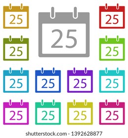 Calldar 25 number multi color icon. Simple glyph, flat vector of Christmas joy icons for UI and UX, website or mobile application