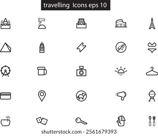 callection of TRAVELLING icons in VECTOR form OR TRAVELLING  icons VECTOR set