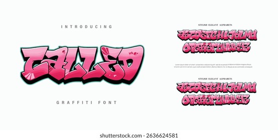 Called, Abstract vector set pink color bubble graffiti font alphabet lettering
