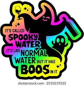 its called spooky water its like normal water but it has boos it in funny halloween  rainbow colorful bright vibrant graphic design