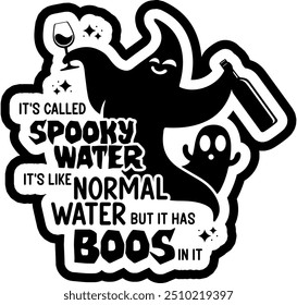 its called spooky water its like normal water but it has boos it in funny halloween black vector graphic design and cut file