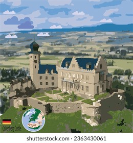 Callenberg Castle (Schloss Callenberg), hunting lodge and summer palace of the Dukes of Saxe-Coburg and Gotha, Coburg, Upper Franconia, Bavaria, Germany. In vector