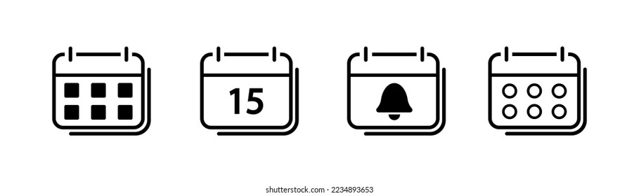 Callendar icon. Calendar planner icon collection. Reminder organizer event signs. Calendar notification icon. Business plan schedule. Stock vector