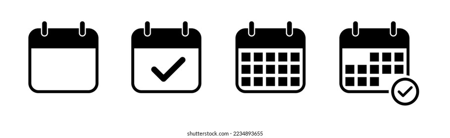 Callendar icon. Calendar planner icon collection. Reminder organizer event signs. Calendar notification icon. Business plan schedule. Stock vector