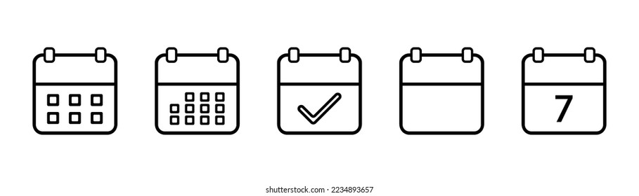 Callendar icon. Calendar planner icon collection. Reminder organizer event signs. Calendar notification icon. Business plan schedule. Stock vector
