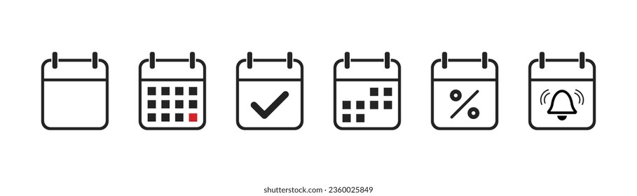 Icono de Callendar. Colección de iconos del planificador de calendarios. Recordatorio de los signos de los eventos del organizador. Icono de notificación de calendario. Calendario del plan de negocios. Vector de acciones