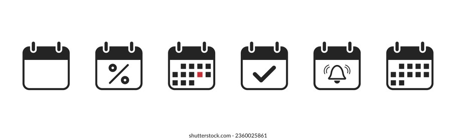 Callendar icon. Calendar planner icon collection. Reminder organizer event signs. Calendar notification icon. Business plan schedule. Stock vector