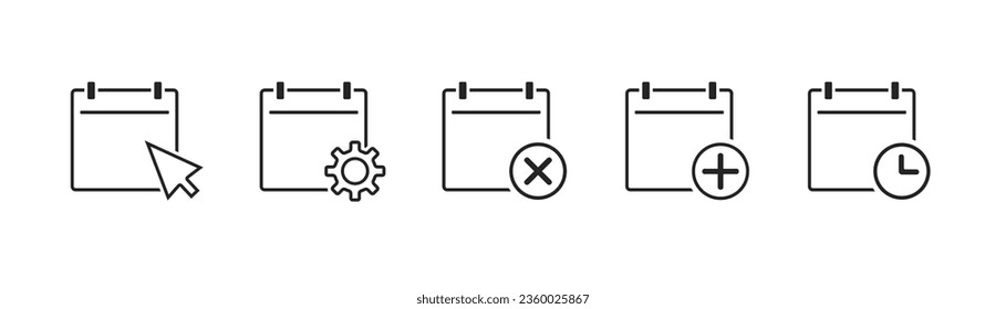 Callendar icon. Calendar planner icon collection. Reminder organizer event signs. Calendar notification icon. Business plan schedule. Stock vector