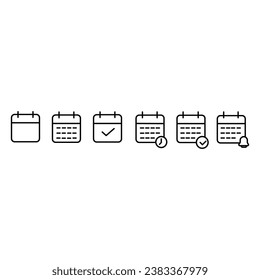 Callendar icon. Calendar planner icon collection. Reminder organizer event signs. Calendar notification icon. Business plan schedule. Stock vector