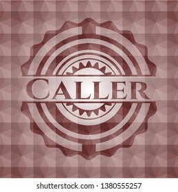 Caller red emblem with geometric pattern. Seamless.