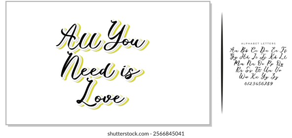 Calligraphic All You Need is Love inscription, All You Need is Love inscription image, Monochrome handwritten All You Need is Love inscription, All You Need is Love inscription art.