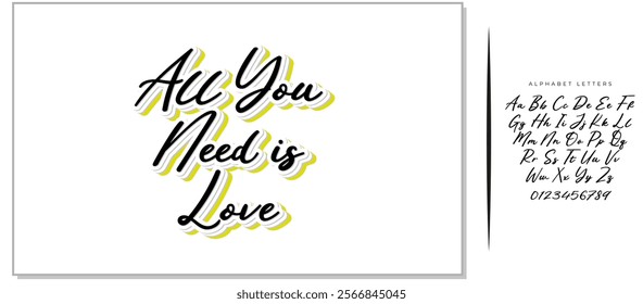 Calligraphic All You Need is Love inscription, All You Need is Love inscription image, Monochrome handwritten All You Need is Love inscription, All You Need is Love inscription art.