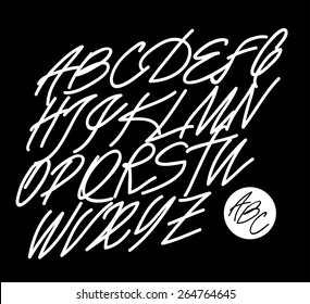  Calligraphic alphabet. Design elements can be used for invitation, congratulation. Digital illustration