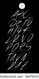  Calligraphic alphabet. Design elements can be used for invitation, congratulation. Digital illustration