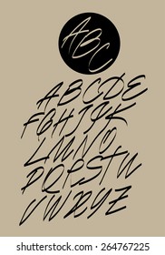  Calligraphic alphabet. Design elements can be used for invitation, congratulation. Digital illustration