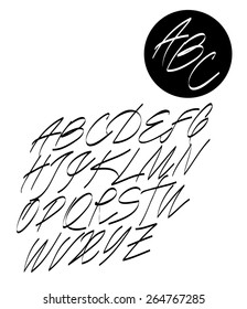  Calligraphic alphabet. Design elements can be used for invitation, congratulation. Digital illustration