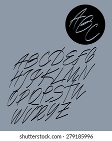  Calligraphic alphabet. Design elements can be used for invitation, congratulation. Digital illustration