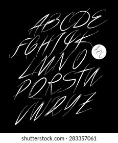  Calligraphic alphabet. Design elements can be used for invitation, congratulation. Digital illustration