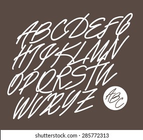  Calligraphic alphabet. Design elements can be used for invitation, congratulation. Digital illustration