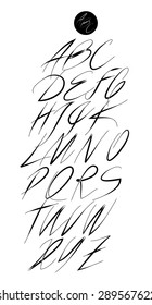  Calligraphic alphabet. Design elements can be used for invitation, congratulation. Digital illustration