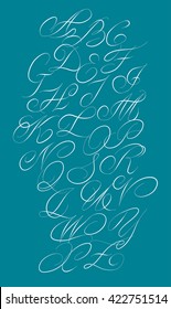  Calligraphic alphabet. Design elements can be used for invitation, congratulation. Digital illustration