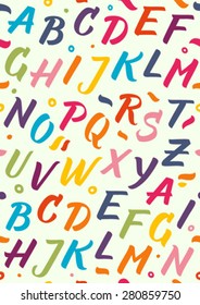 calligraphic alphabet pattern on white background