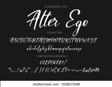 Calligraphic alphabet. Vector handdrawn letters. Typography alphabet for your designs: logo, typeface, web banner, card, wedding invitation.